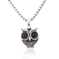 Men's Stainless Steel Owl Pendant Necklace - N720