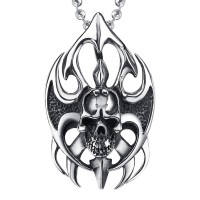 Men's Stainless Steel Skull Pendant Necklace - N726