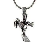 Men's Stainless Steel Skull And Cross Pendant Necklace - N730