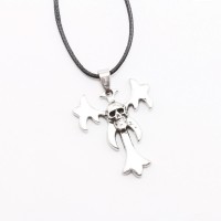 Men's Stainless Steel Skull Cross Pendant Necklace - N740