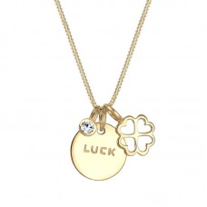 Gold-Plated Luck Cloverleaf Swarovskie Crystals Stainless Steel Necklace - N989