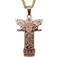 Iran Capital Of Column Winged Lion Gold Plated Stainless Steel Necklace- N998