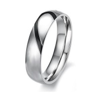 "Real Love" Heart Stainless Steel Band Ring Promise Ring Valentine Love Couples Wedding Engagement