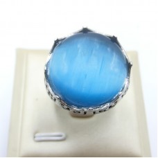Stainless Steel Blue Stone Women Ring - R1049