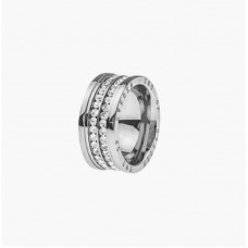 New Design Stainless Steel Inlay With Stone Silver Plated Stainless Steel Ring-R1126