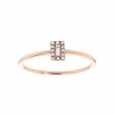 Rose gold color baguette crystal framed ring - R1133