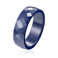 Dark Blue Multi-Faceted Healthy Ceramic Ring Men Women Gift - R1161