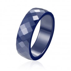 Dark Blue Multi-Faceted Healthy Ceramic Ring Men Women Gift - R1161