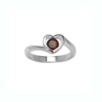 Stainless Steel Heart Rings with Genuine Gemstones - R751