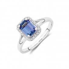 Stainless Steel Ring with Tanzanite & Diamonds - R847