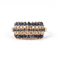 Fashion Sapphire & Diamonds Gold Plated Stainless Steel Ring