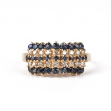 Fashion Sapphire & Diamonds Gold Plated Stainless Steel Ring