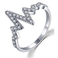 Hot Sell Heart Beat Ladies Stainless Steel Ring With Stone