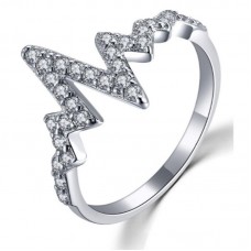 Hot Sell Heart Beat Ladies Stainless Steel Ring With Stone