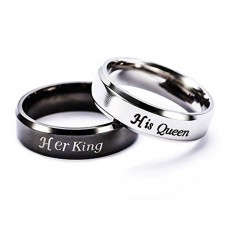 Stainless Steel Couple Rings His Queen Her King Lover Valentine's Day Present Best Gift True Love Ring