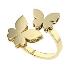 Gold Plated Double Open Butterfly Stainless Steel Ring - R1158
