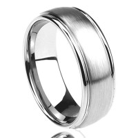 8MM Stainless Steel Brushed Center Domed Comfort Fit Classy Mens Womens Rings 
