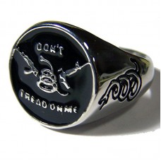 DON'T TREAD ON ME MACHINE GUNS & SNAKES Stainless steel BIKER RING