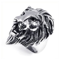 Men's Silver Biker Vintage Stainless Steel Lion Ring