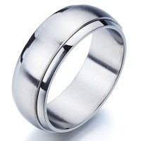  8mm Comfort Fit Stainless Steel Spinner Unisex Ring 