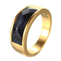  Men's Stainless Steel Blue Sky Gem SandStone Wedding Rings