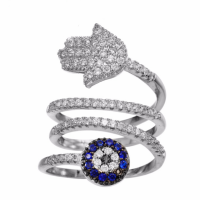 Fashion Hamsa Hand Blue eye Cubic Zircon Stainless Steel Rings for Women Christmas Gifts