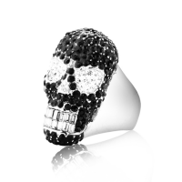 Exclusive 316L Stainless Steel Skull Crystal Ring For Men Halloween Gift 