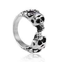 2017 Fashion african stainless steel ring with two skull for men black friday jewelry gifts