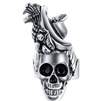 2017 Fashion Rock Roll Punk Skull Stainless Steel Rings For Black Friday