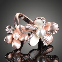 2017 New rose gold Black Friday and Christmas gift double flower petals anel rings for Women