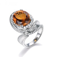 2017 Latest New Model stainless steel silver citrine Black Friday rings orange natural gemstones fine jewelry gift